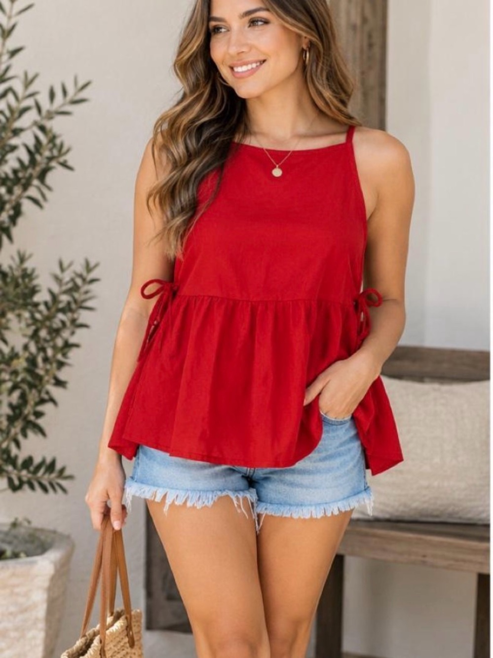 Velvet Moon Red Babydoll Tank Top
